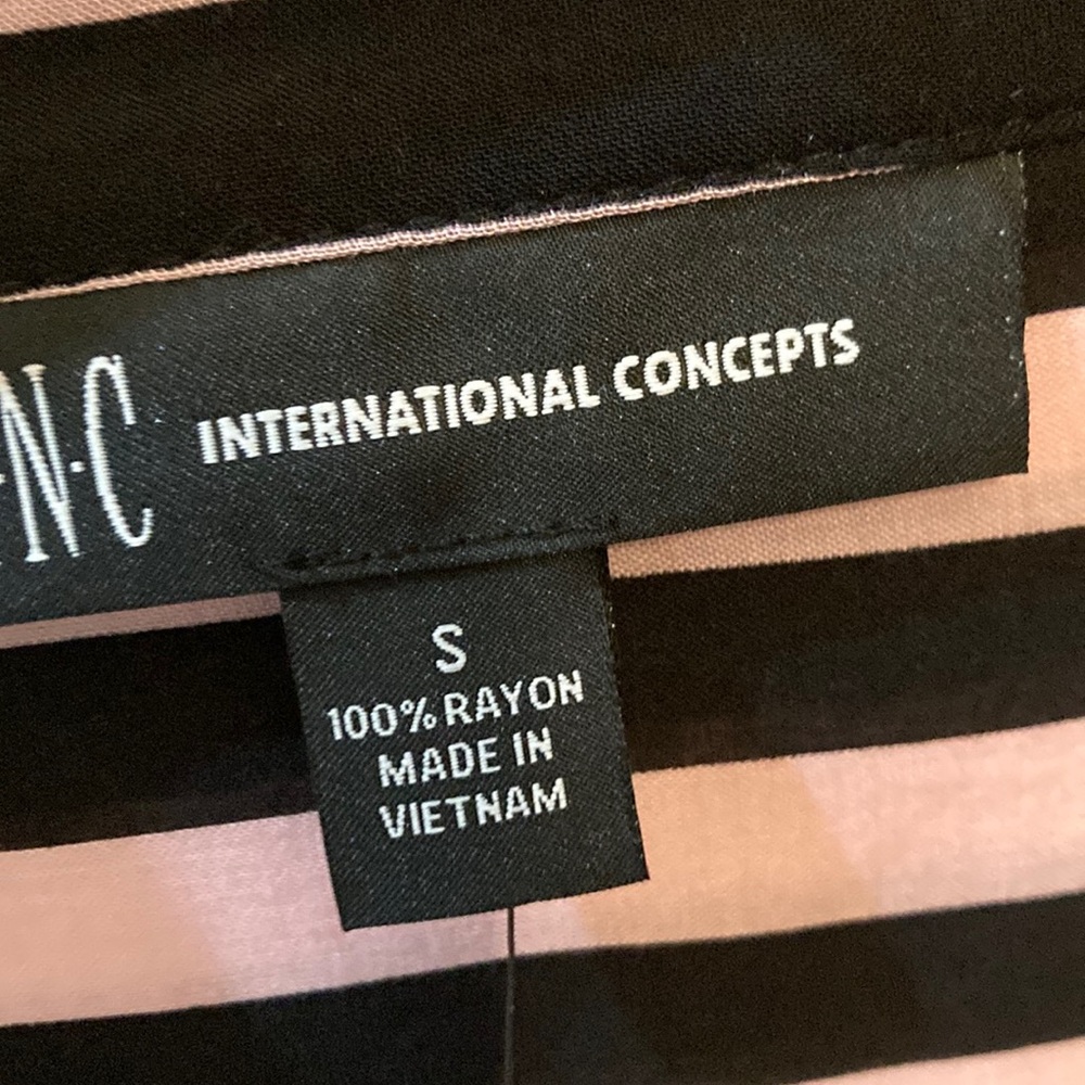 INC International Concepts Black and Pink Striped Top